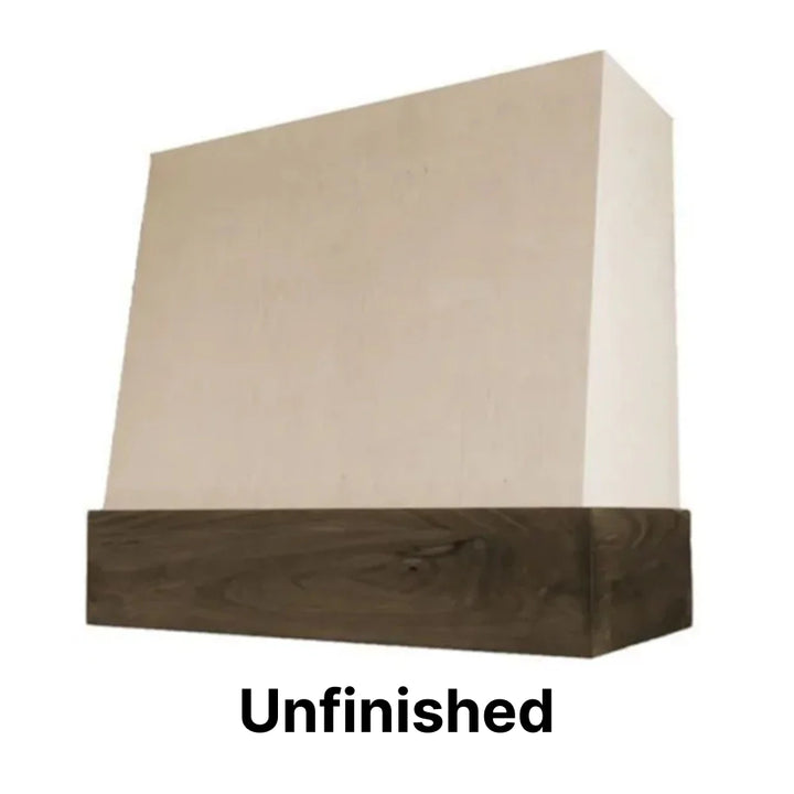 Wood Range Hood With Angled Front and Walnut Band - 30", 36", 42", 48", 54" and 60" Widths Available