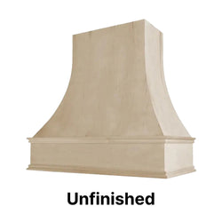 Wood Range Hood With Curved Front and Decorative Trim - 30" 36" 42" 48" 54" and 60" Widths Available