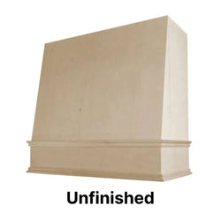 Wood Range Hood With Angled Front and Decorative Trim - 30", 36", 42", 48", 54" and 60" Widths Available