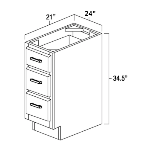 Toffee Shaker 24" Three Drawer Vanity Base