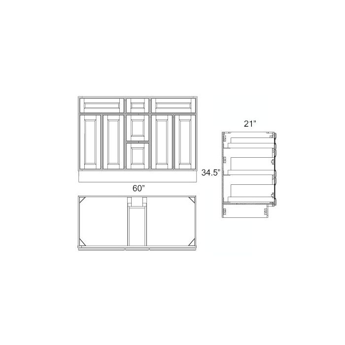 60 Inch Toffee Shaker Double Sink Bathroom Vanity with Drawers