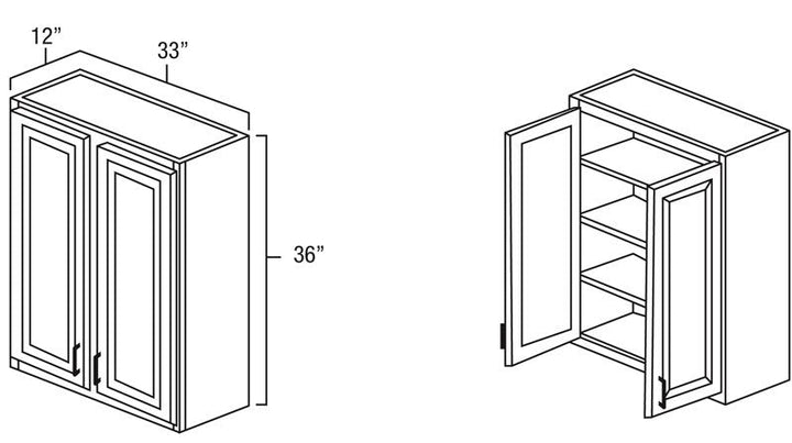 Natural Shaker 33" x 36" Wall Cabinet