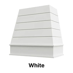Wood Range Hood With Tapered Shiplap Front and Block Trim - 30", 36", 42", 48", 54" and 60" Widths Available