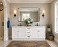80-Inch White Shaker Double-Sink Bathroom Vanity with Drawers