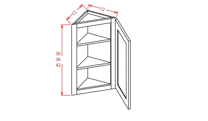 Hickory Shaker 12" x 36" Wall End Angle Cabinet