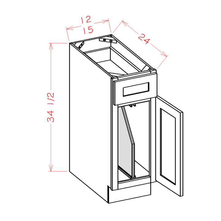 Dove Shaker 18' Base Cabinet w/ Tray Dividers