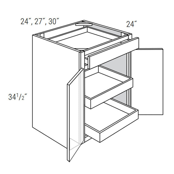 Rustic Shaker 24" Base Cabinet w/ 2 Rollout Shelves