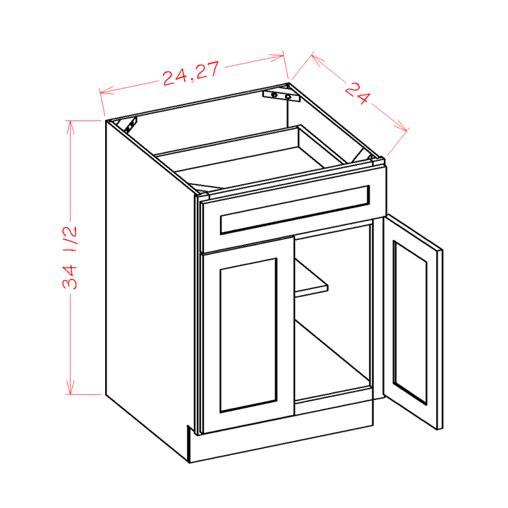 Dove Shaker 27" Base Cabinet