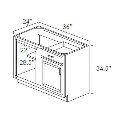 Sage Green Shaker 42"-45" Blind Corner Base Unit