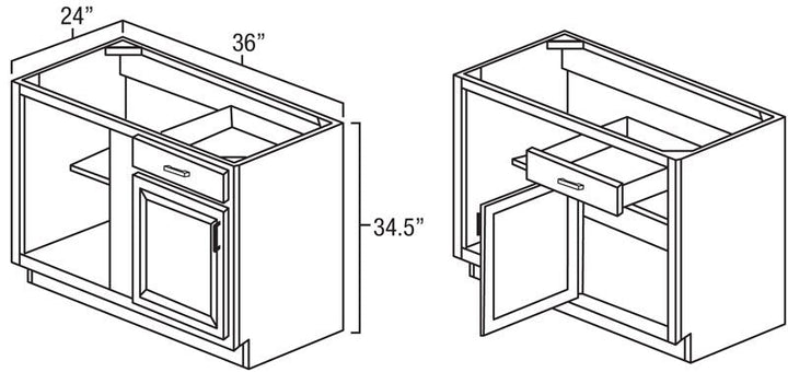 Hickory Shaker 42"-45" Blind Corner Base Unit