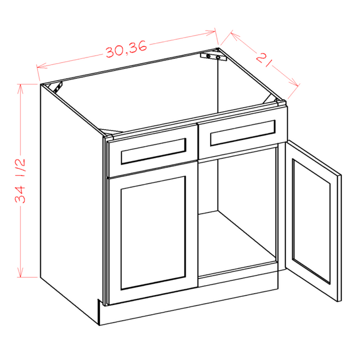 Greige Stained 36" Bathroom Vanity Sink Base