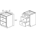 Sage Green Shaker 21" Three Drawer Base