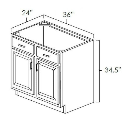 Grey Shaker 36" Sink Base