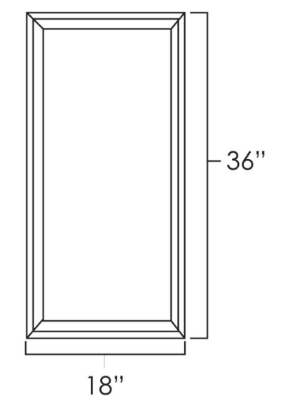 Hickory Shaker 18" x 36"  Single Plain Glass Door