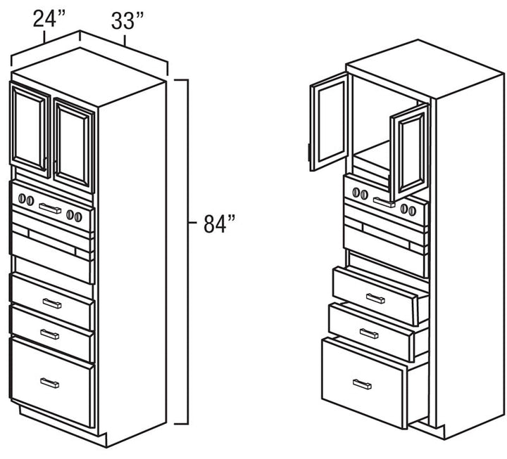 Black Shaker 33" x 84" Universal Oven Cabinet