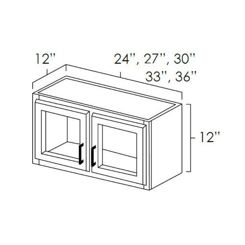 Black Shaker 24" W x 12" H Wall Cabinet with a Plain Glass Doors