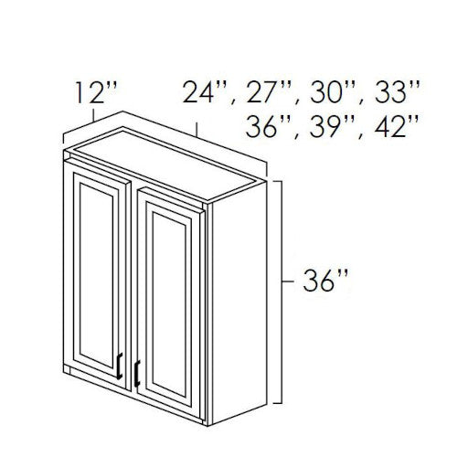 Black Shaker 24" W x 36" H Wall Cabinet