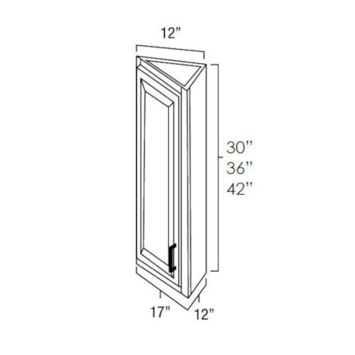 Black Shaker 12" D x 42" H Wall End Angle Cabinet