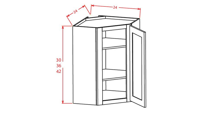 Black Shaker 24" x 36" Diagonal Corner Wall Cabinet