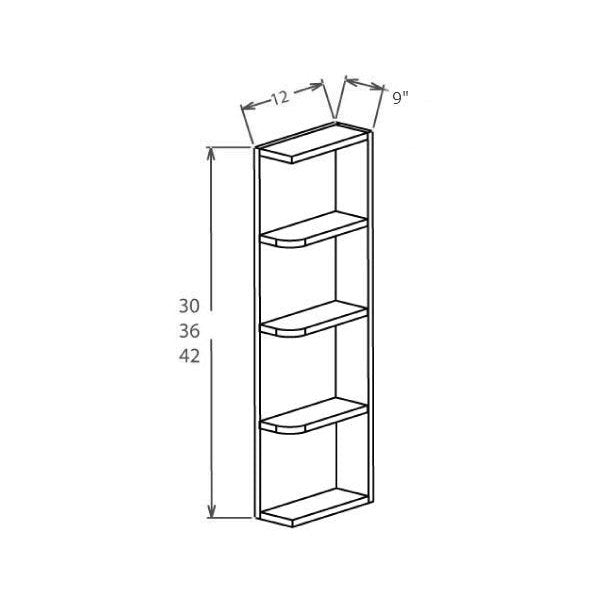 Black Shaker 9" X 30" Wall End Shelf (Left)