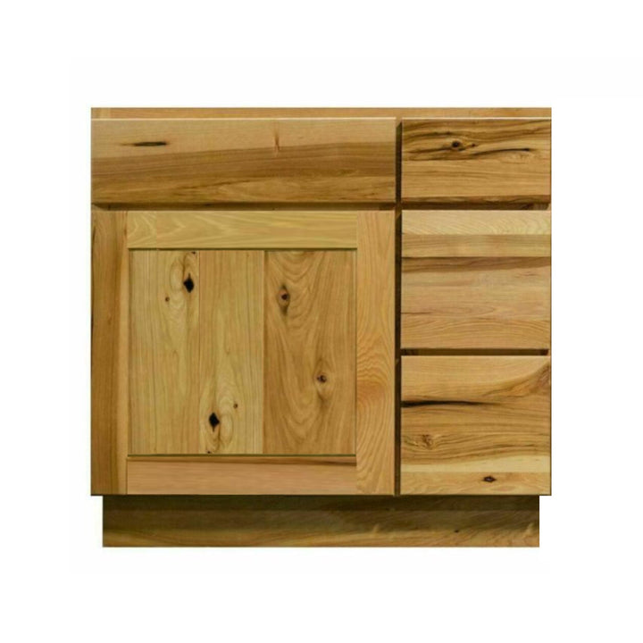 36 Inch Hickory Shaker Single Sink Bathroom Vanity with Drawers on the Right