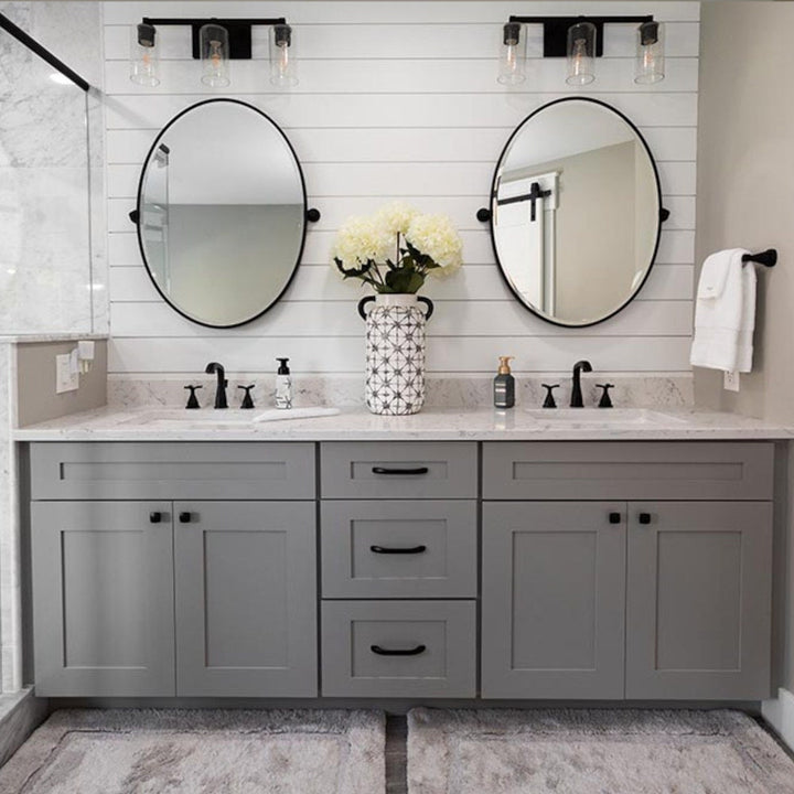 72 Inch Grey Shaker Double Sink Bathroom Vanity with Drawers