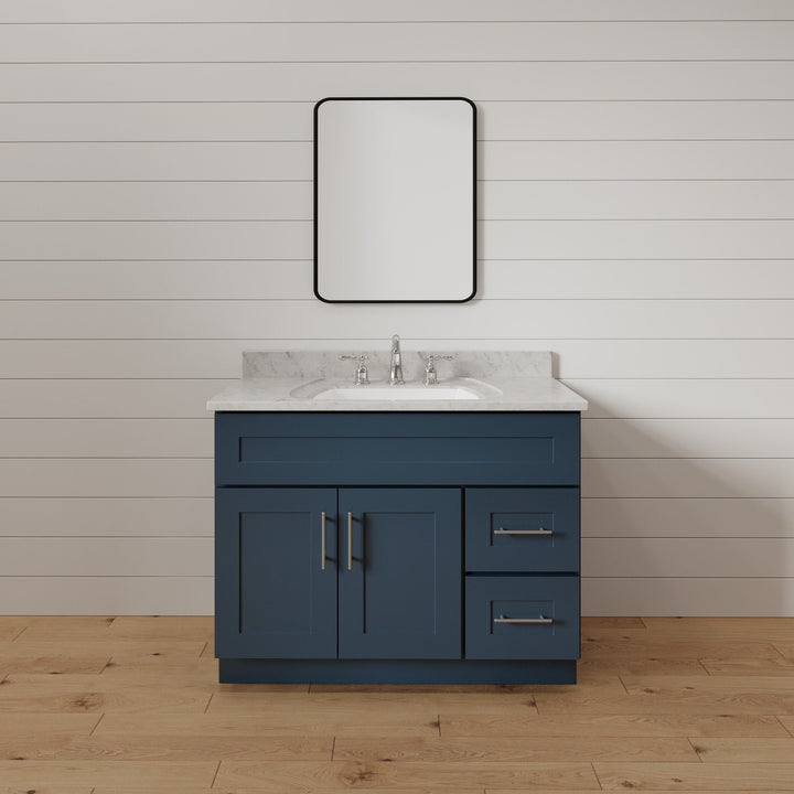 36 Inch Navy Blue Shaker Single Sink Bathroom Vanity