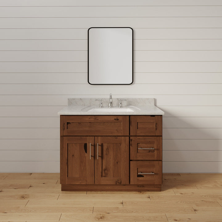 36 Inch Rustic Shaker Single Sink Bathroom Vanity with Drawers on the Right