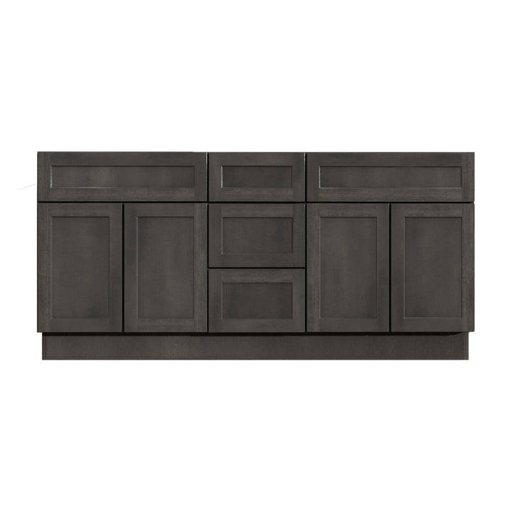 60 Inch Gray Stained Shaker Double Sink Bathroom Vanity with Drawers