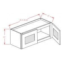 Dove Shaker 24"W X 12"H Stacker Wall Glass Door Cabinet with Finished Interior