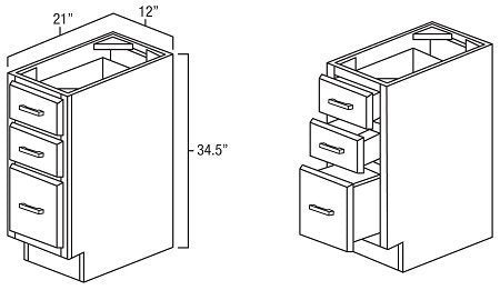 Black Shaker 12" Vanity Drawer Base