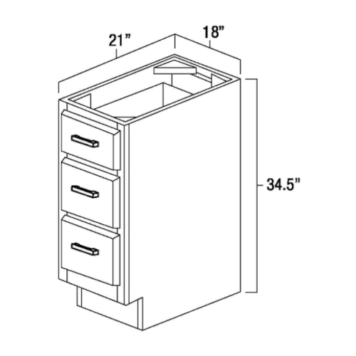 Navy Blue Shaker 18" Three Drawer Vanity Base