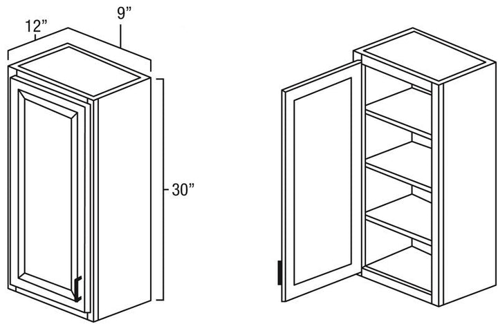 Black Shaker 9" x 30" Wall Cabinet