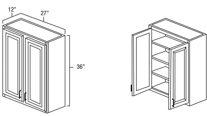 Black Shaker 27" x 36" Wall Cabinet